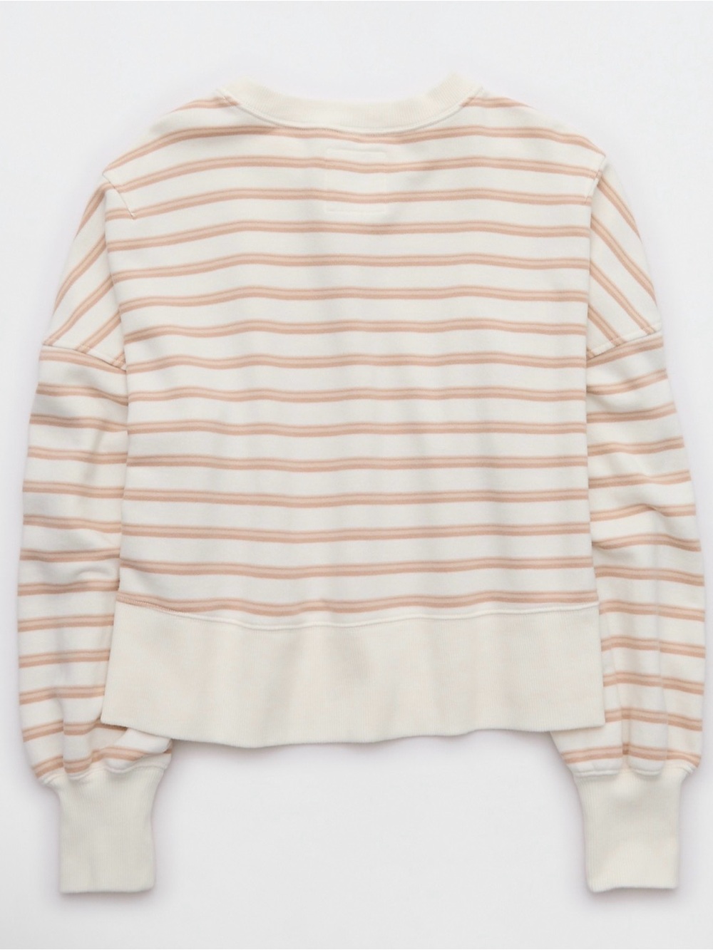 Aerie Classic Crew Sweatshirt in Cream Striped Tan - Women's Size Medium - Picture 3 of 5